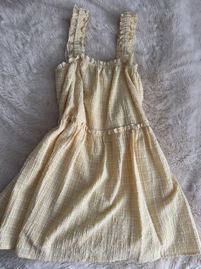 Storia Yellow Smocked Sundress with Ruffled Straps